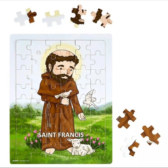 Mini Saints Saint Francis Wood and Cardboard tray puzzle 48 pieces letter size - Picture 2 of 2